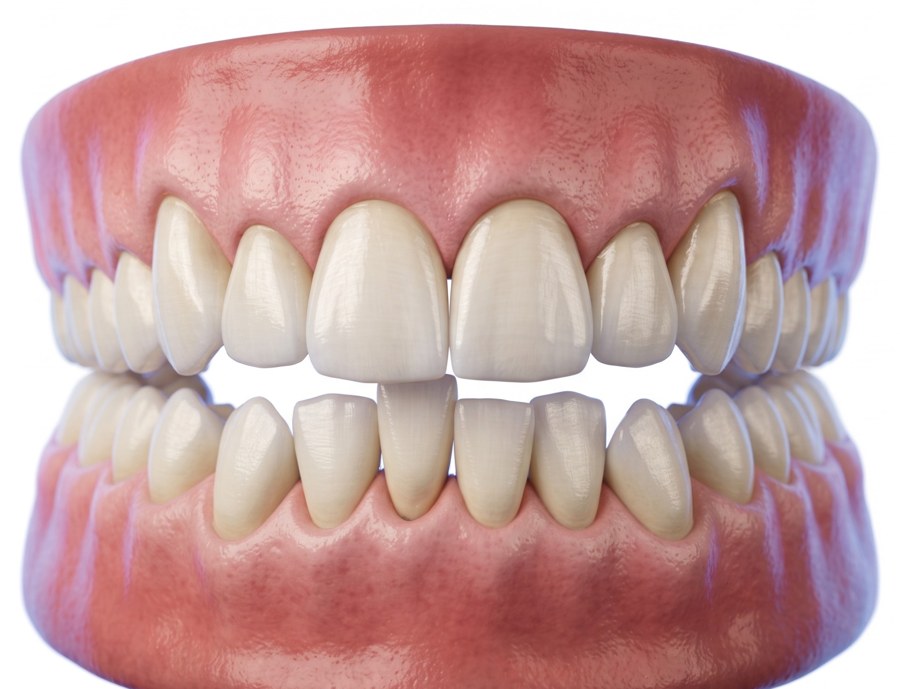 Ilustración 3D de dientes apiñados